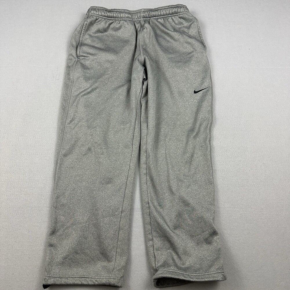 Nike Pants Men Large Gray Therma Fit Straight Leg Sweatpants Swoosh Drawstring L